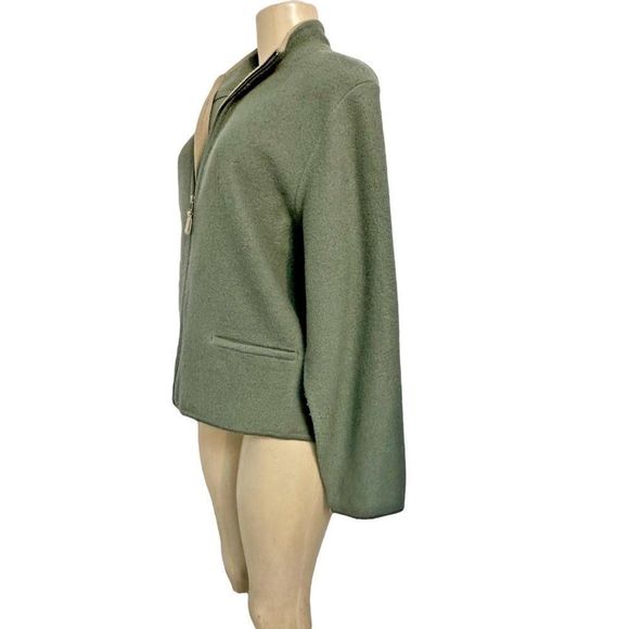 Woolrich Cardigan  Olive Green Cardigan  100%  Lambs Wool Full Zip Size L #1119 - Picture 3 of 16